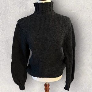 MARGARETTA | Vintage Black Dark Academia Turtleneck Knit Sweater Large